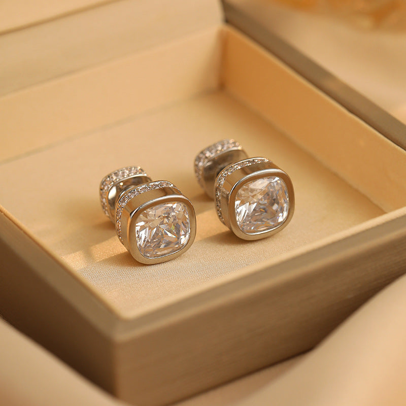 Koyace Square Sparkling Large Zircon Earrings