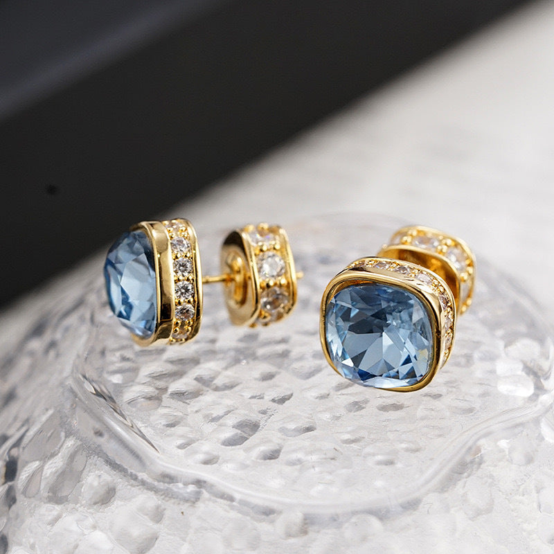 Koyace Square Sparkling Large Zircon Earrings