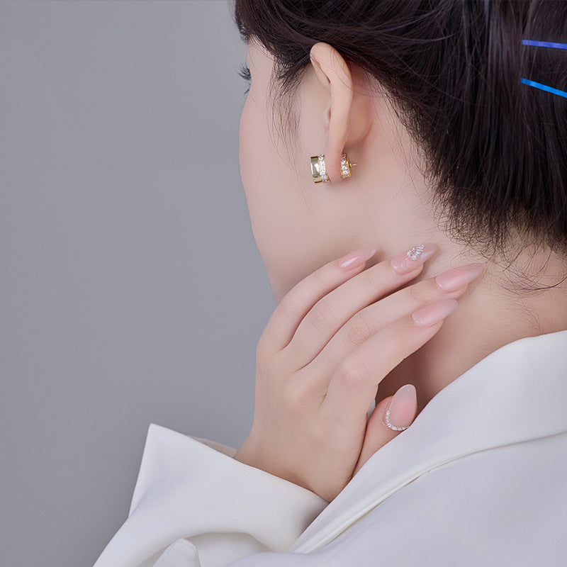 Koyace Square Sparkling Large Zircon Earrings