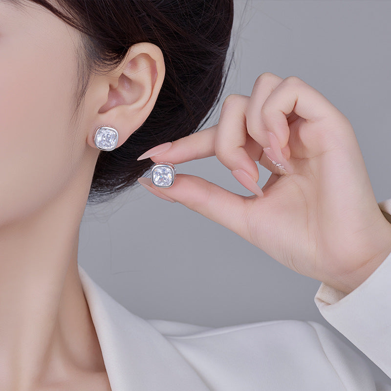 Koyace Square Sparkling Large Zircon Earrings