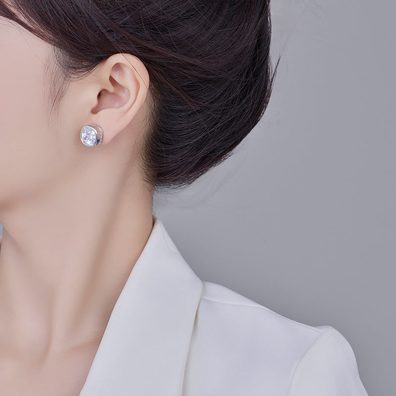 Koyace Square Sparkling Large Zircon Earrings