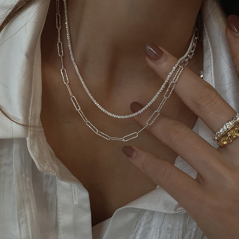 Koyace Starry Sky Geometric Loop Pure Silver Necklace