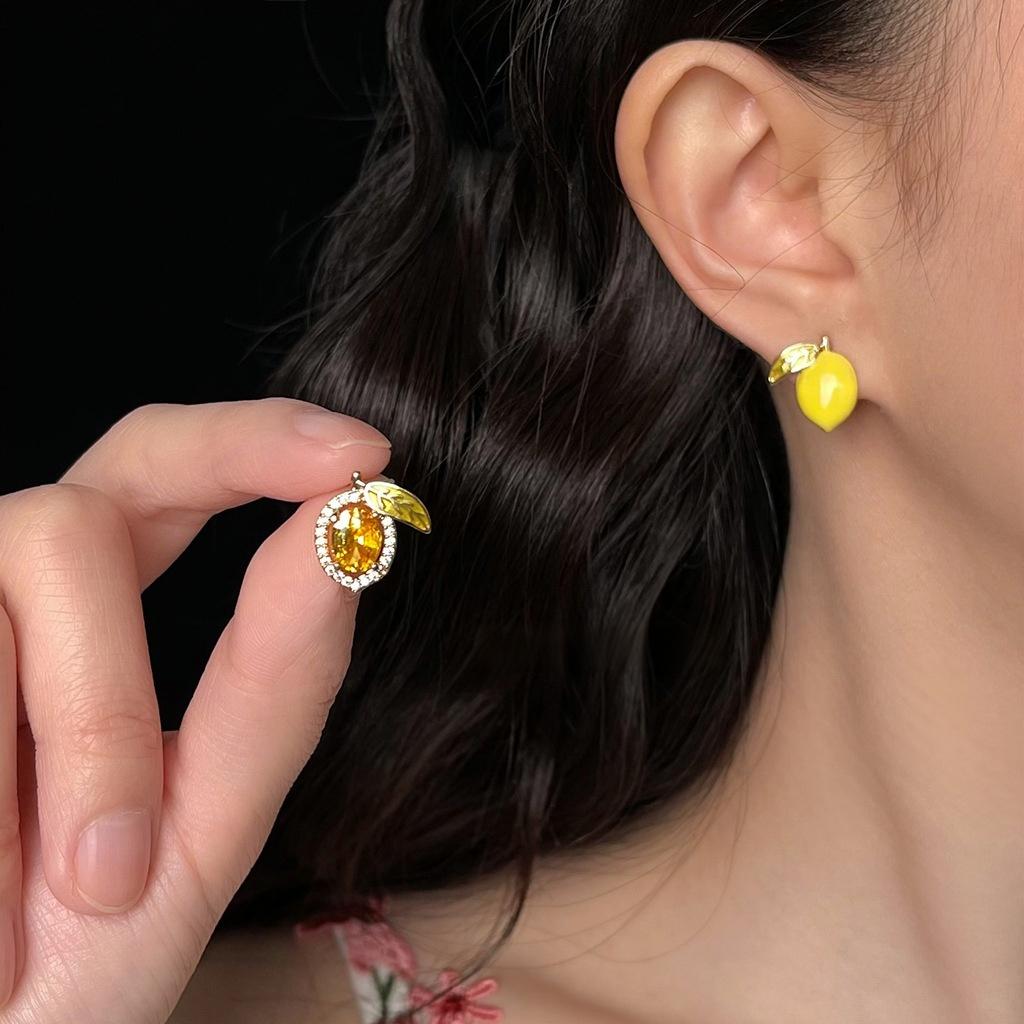 Koyace Summer Lemon Zircon Hand-Glazed Stud Earrings