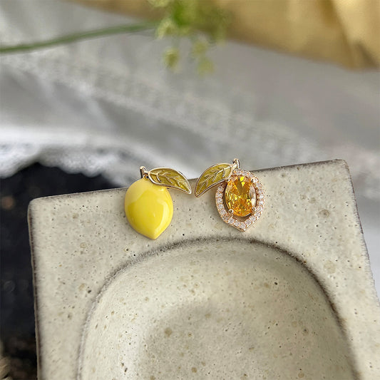 Koyace Summer Lemon Zircon Hand-Glazed Stud Earrings