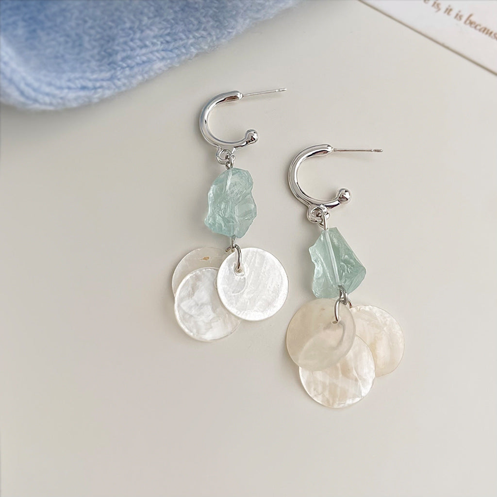 Koyace Summer Light Blue Crystal Shell Earrings