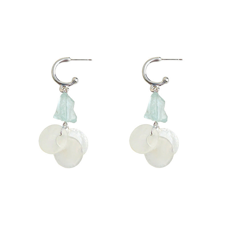 Koyace Summer Light Blue Crystal Shell Earrings