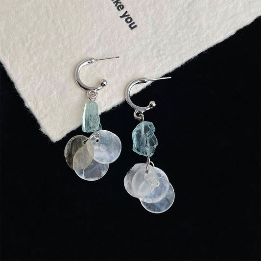 Koyace Summer Light Blue Crystal Shell Earrings