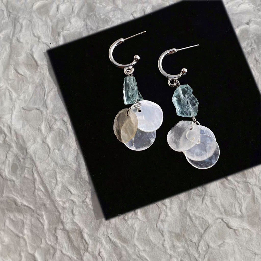 Koyace Summer Light Blue Crystal Shell Earrings