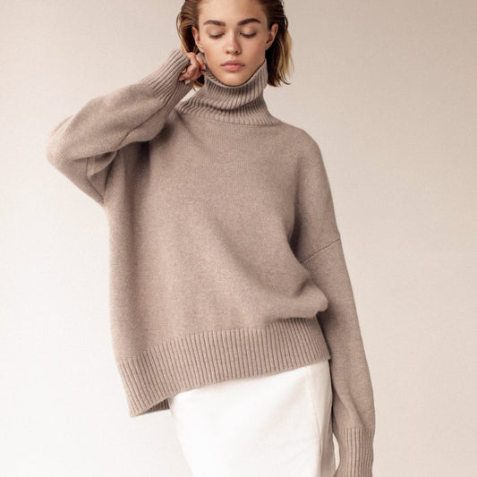 Koyace Thick Knit Loose Polo Neck Sweater