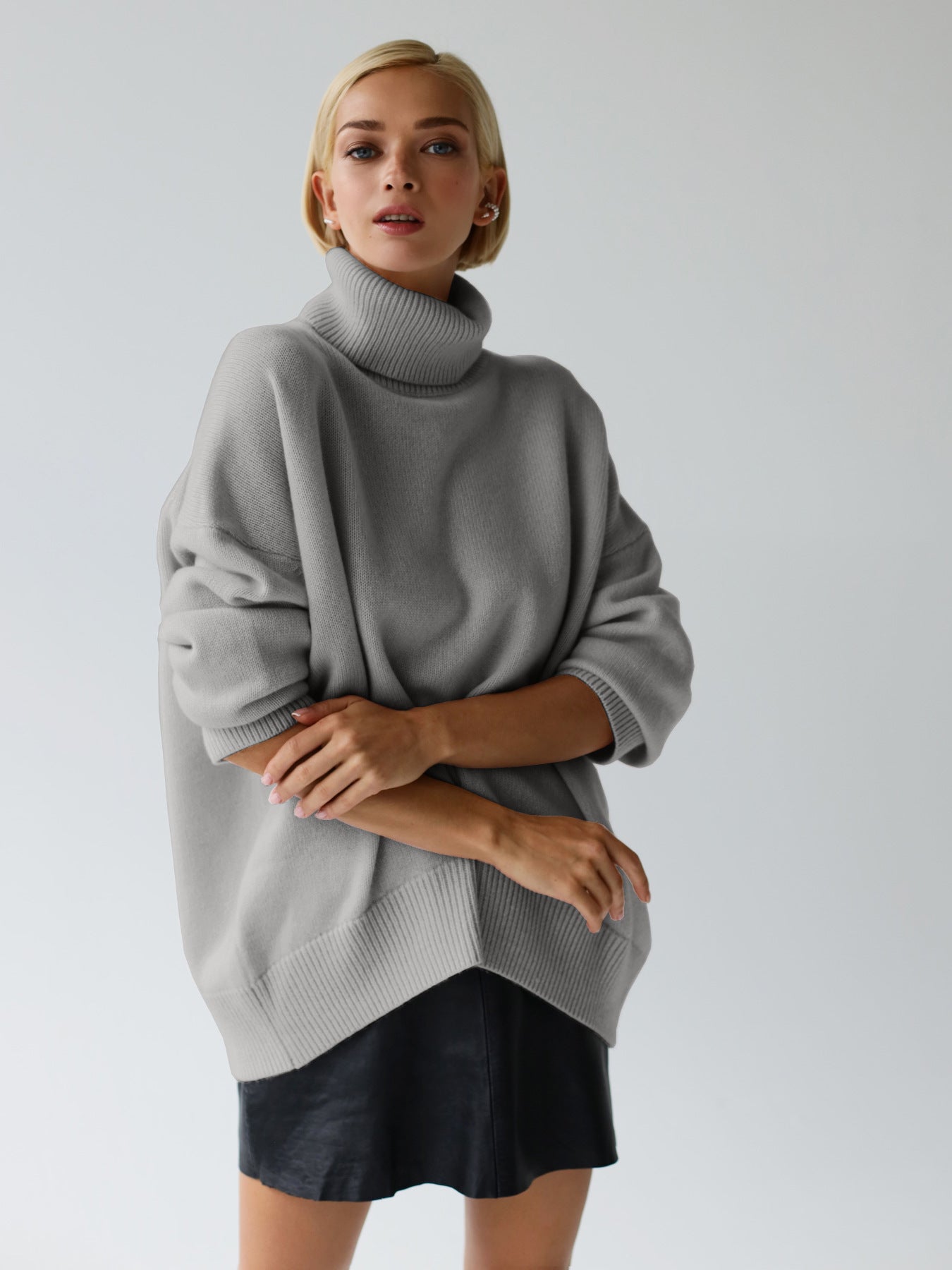 Koyace Thick Knit Loose Polo Neck Sweater