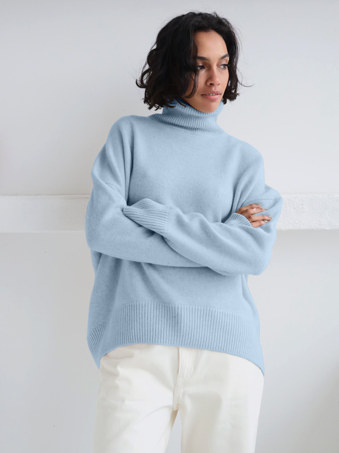 Koyace Thick Knit Loose Polo Neck Sweater