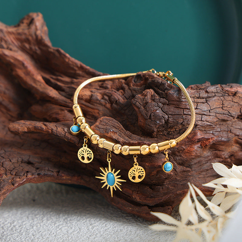 Koyace Turquoise Sun Tree of Life Necklace & Bracelet