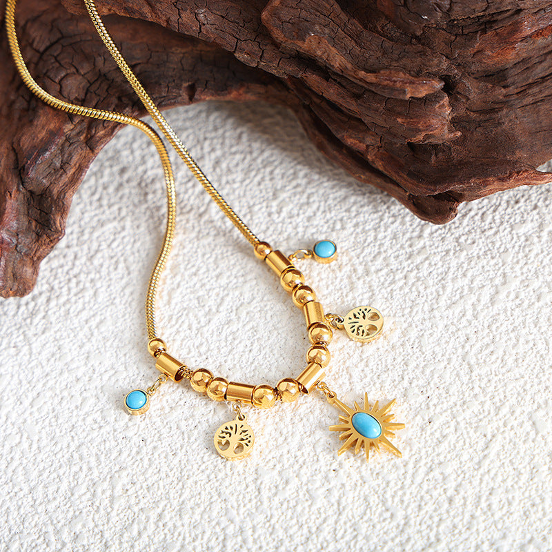 Koyace Turquoise Sun Tree of Life Necklace & Bracelet
