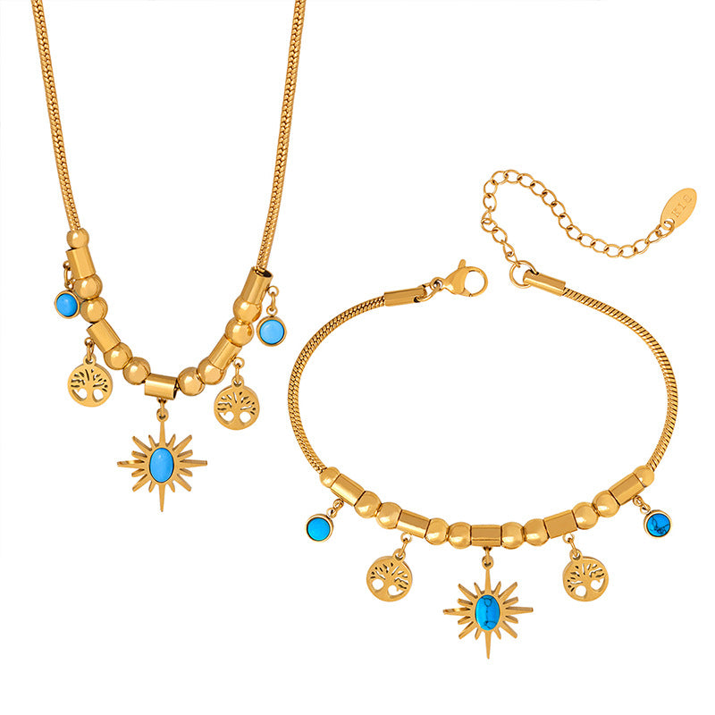 Koyace Turquoise Sun Tree of Life Necklace & Bracelet