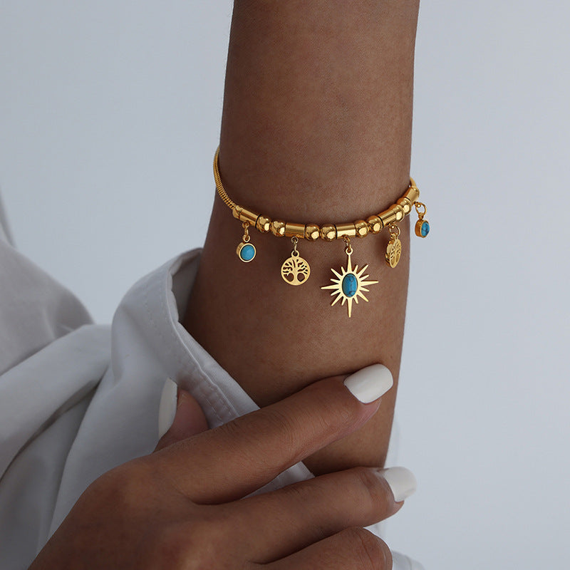 Koyace Turquoise Sun Tree of Life Necklace & Bracelet