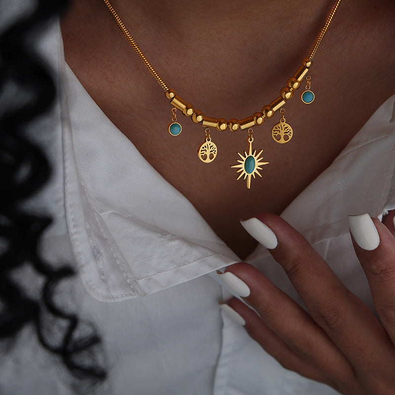 Koyace Turquoise Sun Tree of Life Necklace & Bracelet