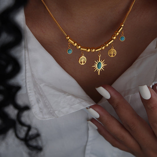 Koyace Turquoise Sun Tree of Life Necklace & Bracelet