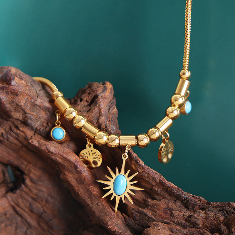 Koyace Turquoise Sun Tree of Life Necklace & Bracelet