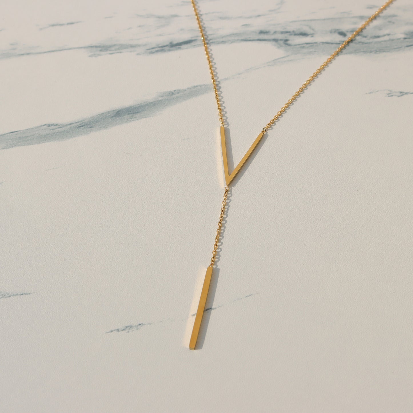 Koyace V-shaped Long Bars Rose Gold Necklace