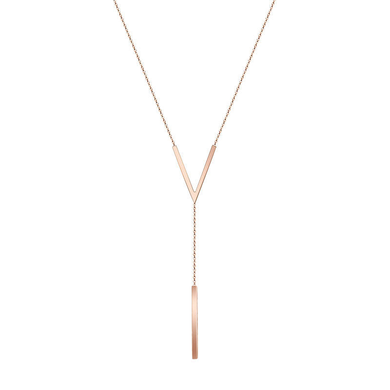 Koyace V-shaped Long Bars Rose Gold Necklace