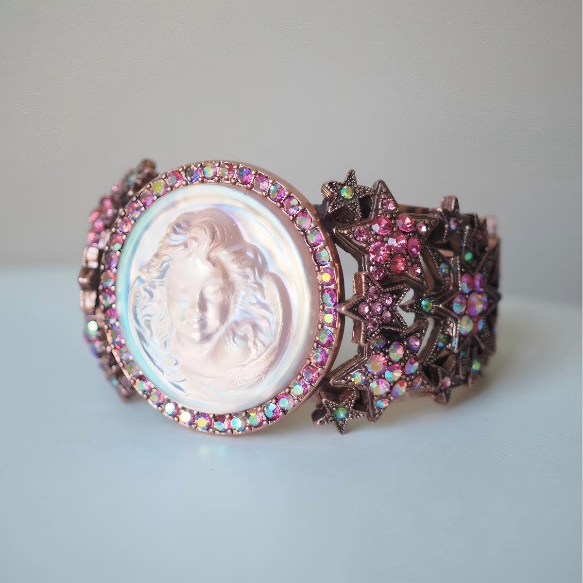 Koyace Vintage Dream Angel Embossed Open Bracelet