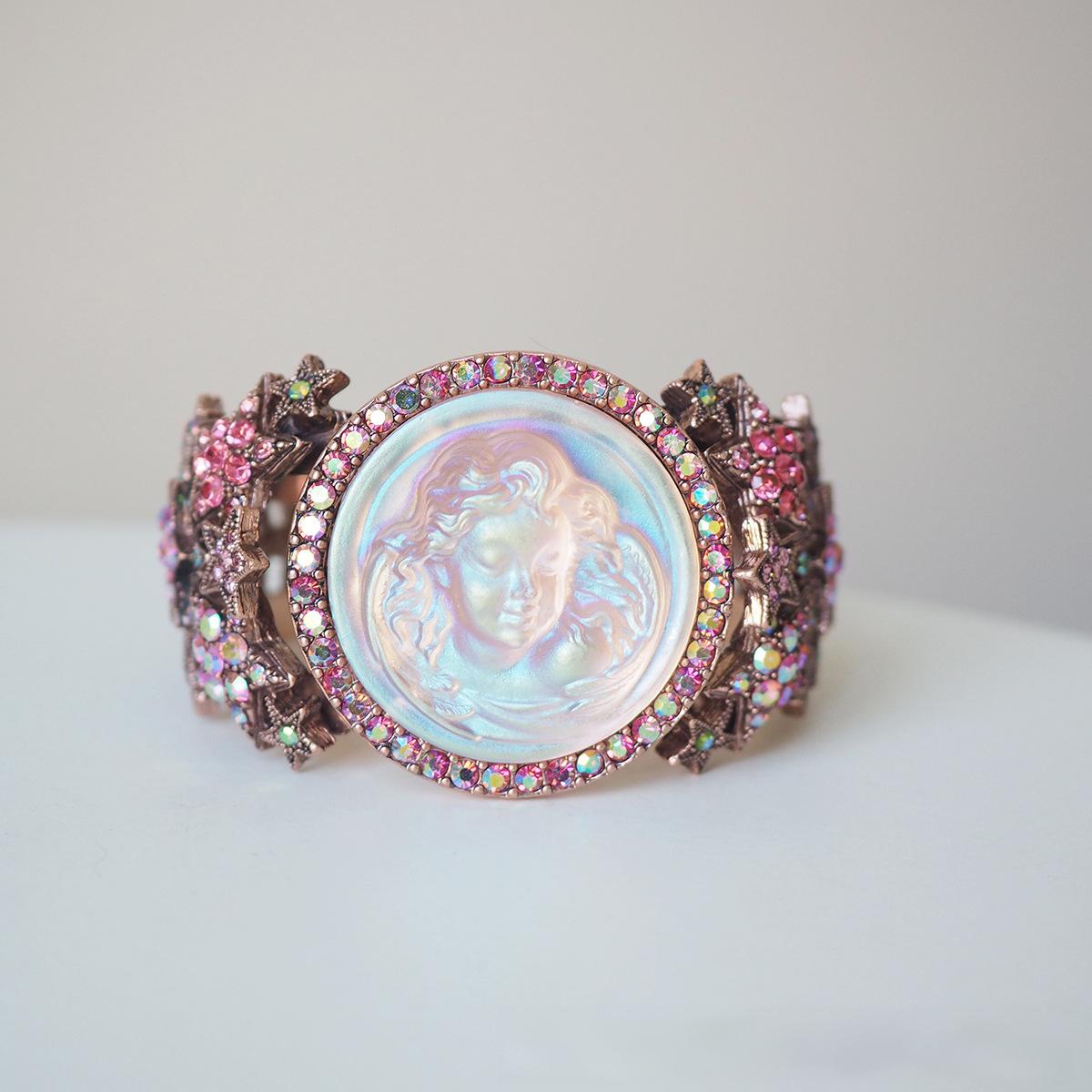 Koyace Vintage Dream Angel Embossed Open Bracelet