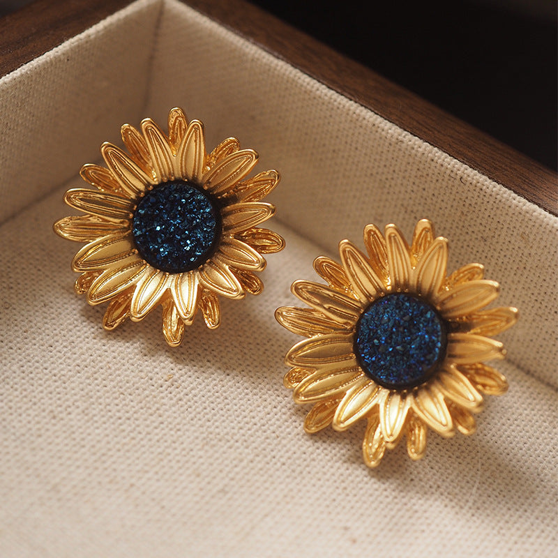 Koyace Vintage Golden Sunflower Ear Clip & Earrings