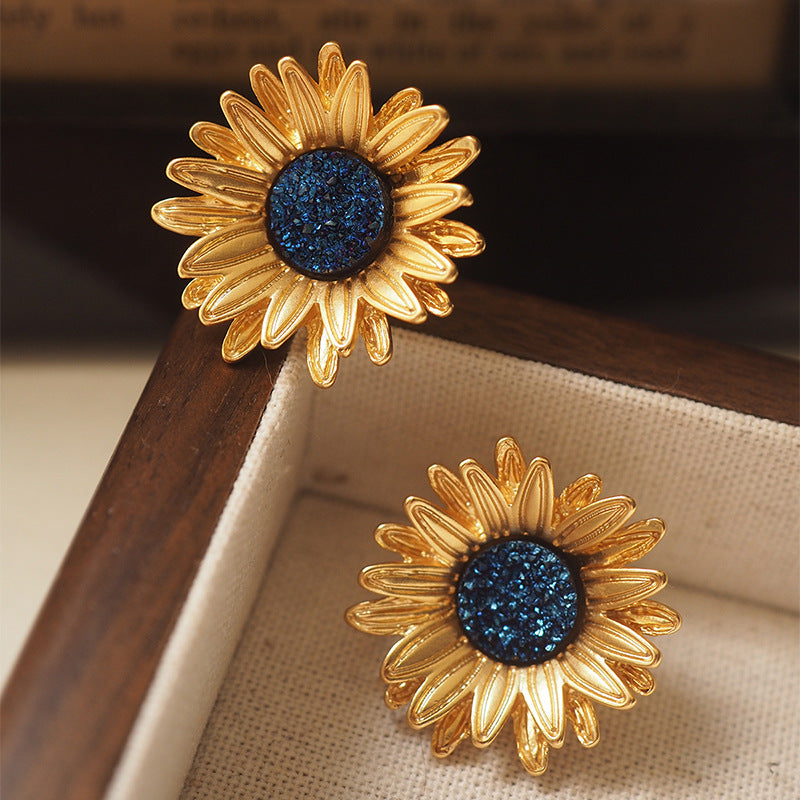 Koyace Vintage Golden Sunflower Ear Clip & Earrings