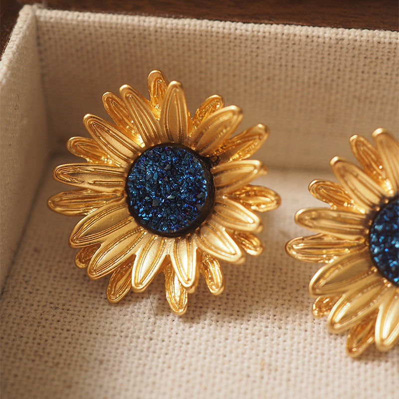 Koyace Vintage Golden Sunflower Ear Clip & Earrings