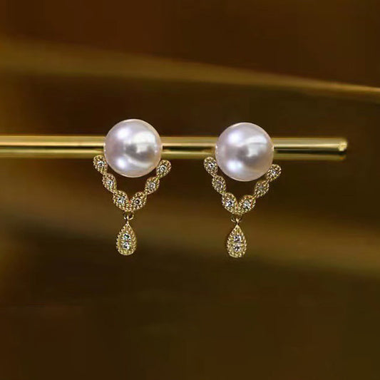 Koyace Water Drop Pendant Pearl Stud Earrings