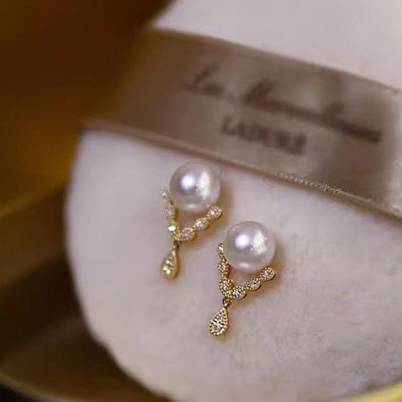 Koyace Water Drop Pendant Pearl Stud Earrings