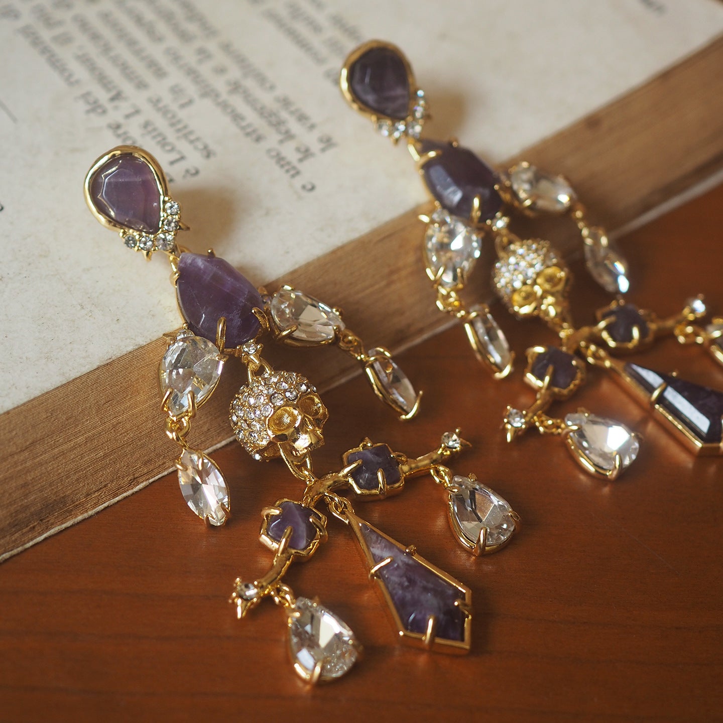 Koyace Wizard Skull Amethyst Clip & Earrings