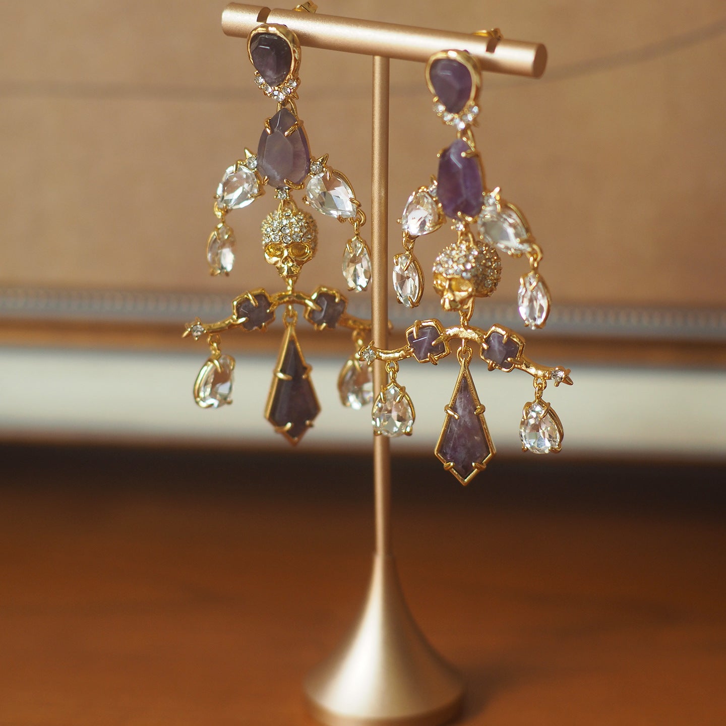 Koyace Wizard Skull Amethyst Clip & Earrings