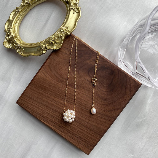 Koyace Woven Bead Snowball Pearl Necklace