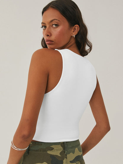 Koyace Y2K Sexy Crop Sleeveless Tight-fitting Round Collar Vest