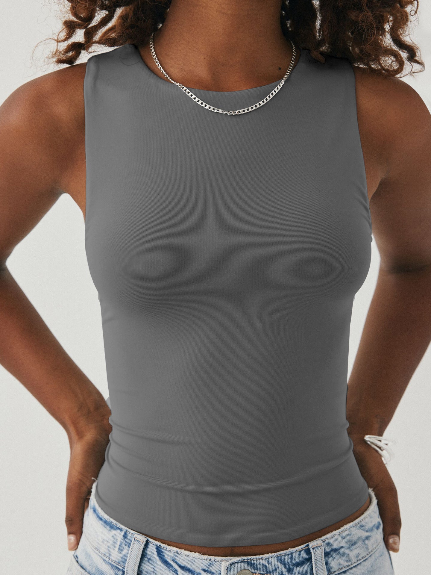 Koyace Y2K Sexy Crop Sleeveless Tight-fitting Round Collar Vest