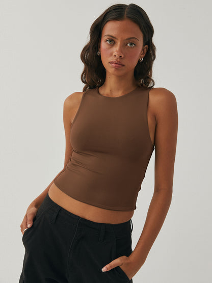 Koyace Y2K Sexy Crop Sleeveless Tight-fitting Round Collar Vest