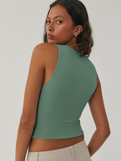 Koyace Y2K Sexy Crop Sleeveless Tight-fitting Round Collar Vest