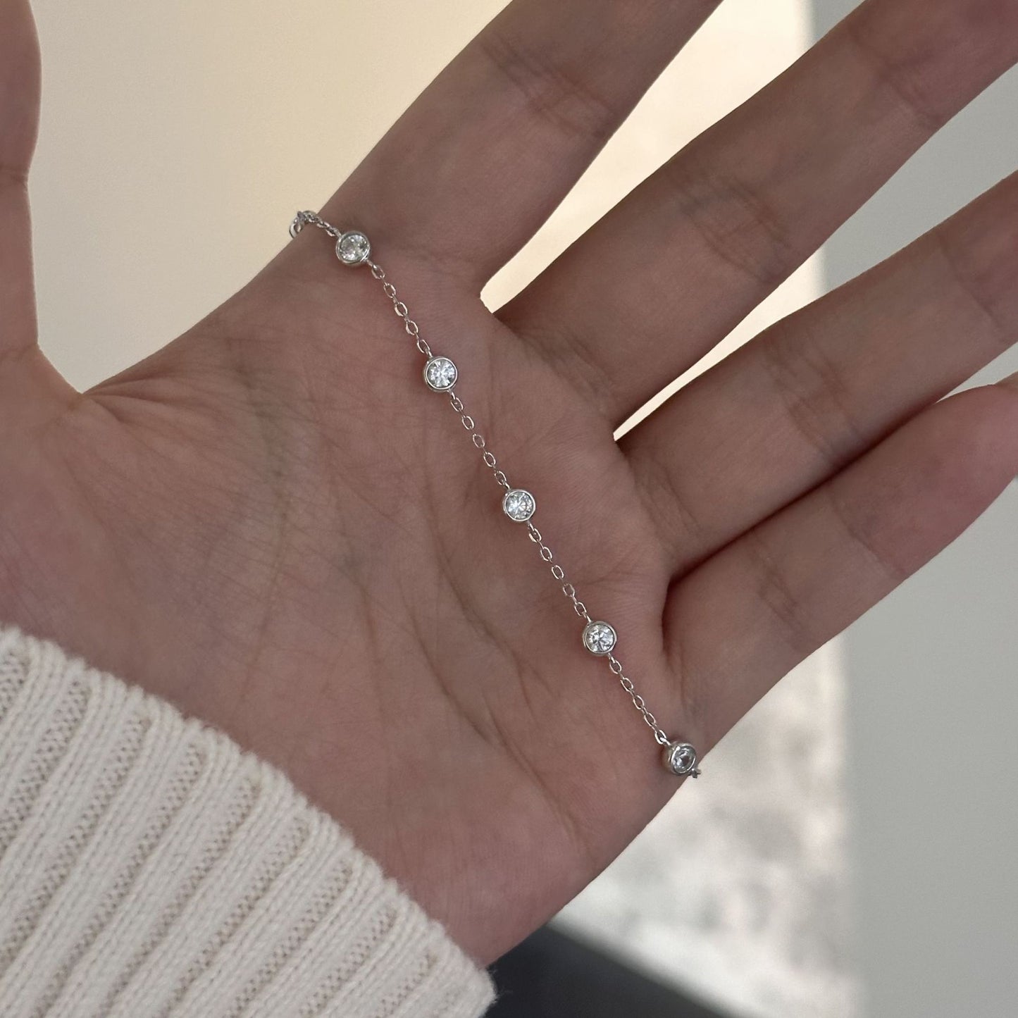Koyace Zircon Small Bubble Diamond Bracelet Stack And Pulled Available