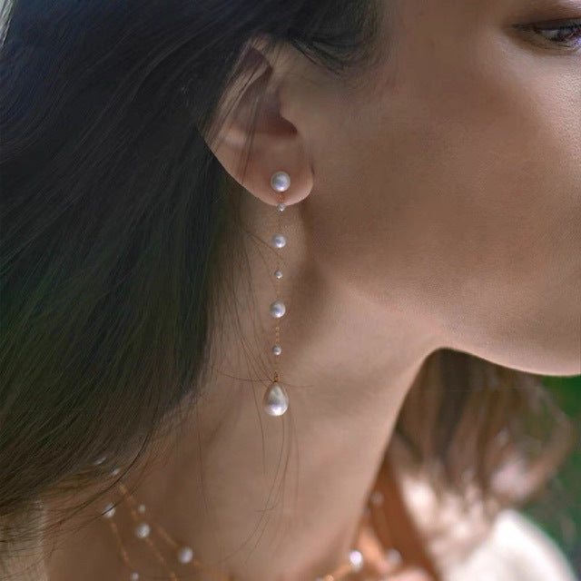 Koyace Starry Sky String Pearl Stud Earrings